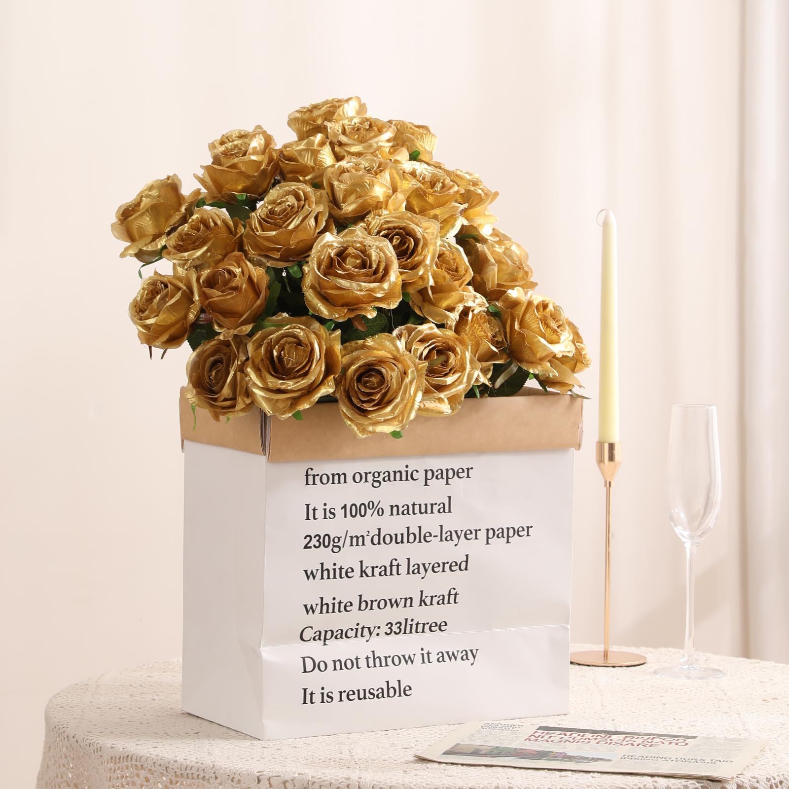 Amazon.com: Veryhome 10 Pcs Artificial Gold Flowers Silk Roses